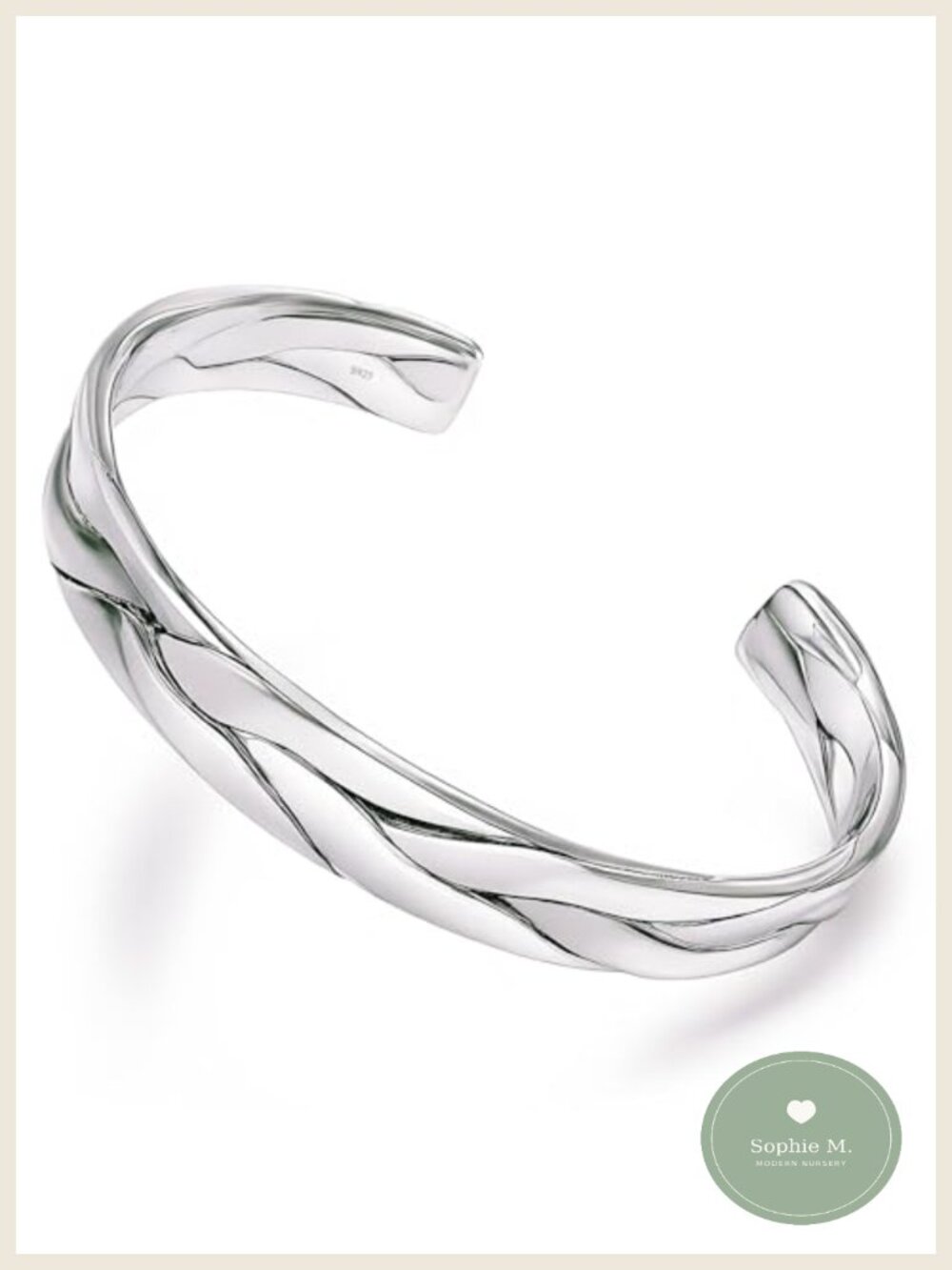 925 Sterling Silver Woven Cuff Bracelet Open Bangle Minimalist